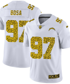 Los Angeles Chargers #97 Joey Bosa Men's Nike Flocked Leopard Print Vapor Limited NFL Jersey White