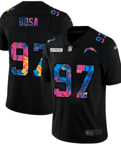 Los Angeles Chargers #97 Joey Bosa Men's Nike Multi-Color Black 2020 NFL Crucial Catch Vapor Untouchable Limited Jersey