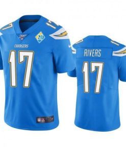 Los Angeles Los Angeles Chargers #17 Philip Rivers Light Blue 60th Anniversary Vapor Limited NFL Jersey Men's