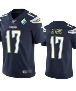 Los Angeles Los Angeles Chargers #17 Philip Rivers Navy 60th Anniversary Vapor Limited NFL Jersey Men's