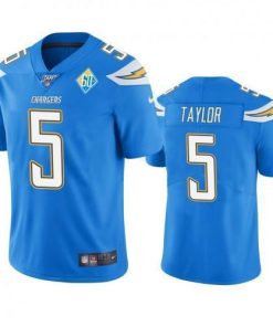 Los Angeles Los Angeles Chargers #5 Tyrod Taylor Light Blue 60th Anniversary Vapor Limited NFL Jersey Men's
