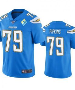 Los Angeles Los Angeles Chargers #79 Trey Pipkins Light Blue 60th Anniversary Vapor Limited NFL Jersey Men's