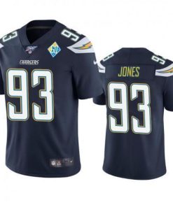 Los Angeles Los Angeles Chargers #93 Justin Jones Navy 60th Anniversary Vapor Limited NFL Jersey Men's