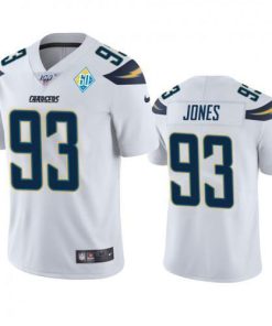 Los Angeles Los Angeles Chargers #93 Justin Jones White 60th Anniversary Vapor Limited NFL Jersey Men's