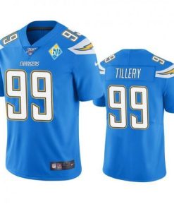 Los Angeles Los Angeles Chargers #99 Jerry Tillery Light Blue 60th Anniversary Vapor Limited NFL Jersey Men's