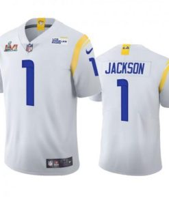 Los Angeles Los Angeles Rams #1 Desean Jackson Men's Super Bowl LVI Patch Nike 2021 Vapor Limited NFL Jersey - White Men's