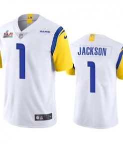 Los Angeles Los Angeles Rams #1 Desean Jackson Men's Super Bowl LVI Patch Nike Alternate Vapor Limited NFL Jersey - White Men's