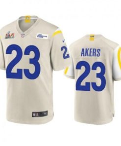 Los Angeles Los Angeles Rams #23 Cam Akers Men's Super Bowl LVI Patch Nike Game NFL Jersey - Bone Men's