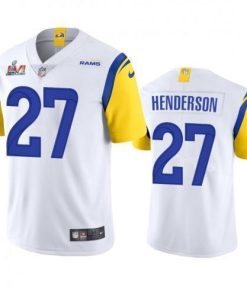 Los Angeles Los Angeles Rams #27 Arrell Henderson Men's Super Bowl LVI Patch Nike Alternate Vapor Limited NFL Jersey - White Men's