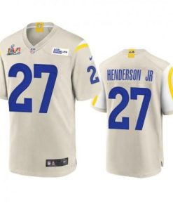 Los Angeles Los Angeles Rams #27 Darrell Henderson Men's Super Bowl LVI Patch Nike Game NFL Jersey - Bone Men's