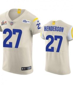 Los Angeles Los Angeles Rams #27 Darrell Henderson Men's Super Bowl LVI Patch Nike Vapor Elite Player NFL Jersey - Bone Men's