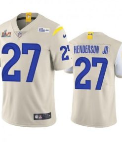 Los Angeles Los Angeles Rams #27 Darrell Henderson Men's Super Bowl LVI Patch Nike Vapor Limited NFL Jersey - Bone Men's