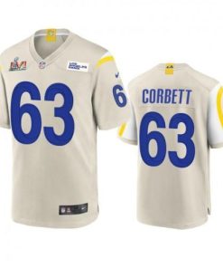 Los Angeles Los Angeles Rams #63 Austin Corbett Men's Super Bowl LVI Patch Nike Game NFL Jersey - Bone Men's