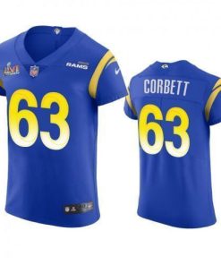 Los Angeles Los Angeles Rams #63 Austin Corbett Men's Super Bowl LVI Patch Nike Vapor Elite Player NFL Jersey - Royal Men's