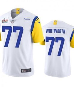 Los Angeles Los Angeles Rams #77 Andrew Whitworth Men's Super Bowl LVI Patch Nike Alternate Vapor Limited NFL Jersey - White Men's
