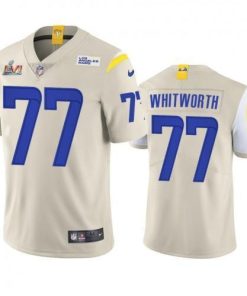 Los Angeles Los Angeles Rams #77 Andrew Whitworth Men's Super Bowl LVI Patch Nike Vapor Limited NFL Jersey - Bone Men's