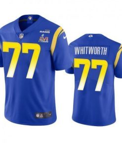 Los Angeles Los Angeles Rams #77 Andrew Whitworth Men's Super Bowl LVI Patch Nike Vapor Limited NFL Jersey - Royal Men's