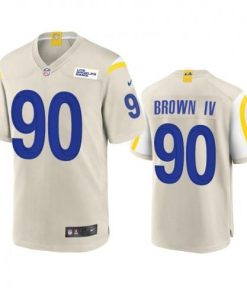 Los Angeles Los Angeles Rams #90 Earnest Brown IV Men's Nike Game NFL Jersey - Bone Men's