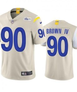 Los Angeles Los Angeles Rams #90 Earnest Brown IV Men's Nike Vapor Limited NFL Jersey - Bone Men's
