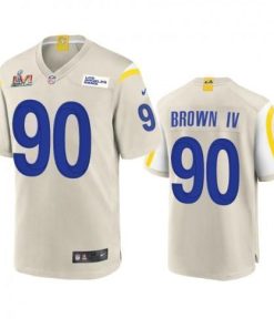 Los Angeles Los Angeles Rams #90 Earnest Brown IV Men's Super Bowl LVI Patch Nike Game NFL Jersey - Bone Men's