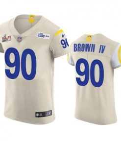 Los Angeles Los Angeles Rams #90 Earnest Brown IV Men's Super Bowl LVI Patch Nike Vapor Elite Player NFL Jersey - Bone Men's