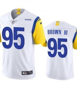 Los Angeles Los Angeles Rams #95 Bobby Brown III Men's Nike Alternate Vapor Limited NFL Jersey - White Men's
