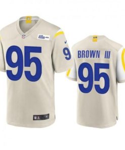 Los Angeles Los Angeles Rams #95 Bobby Brown III Men's Nike Game NFL Jersey - Bone Men's