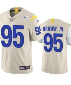 Los Angeles Los Angeles Rams #95 Bobby Brown III Men's Nike Vapor Limited NFL Jersey - Bone Men's
