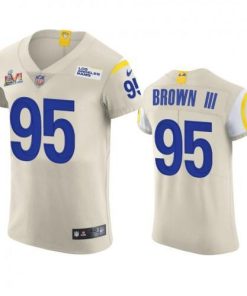 Los Angeles Los Angeles Rams #95 Bobby Brown III Men's Super Bowl LVI Patch Nike Vapor Elite Player NFL Jersey - Bone Men's