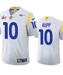 Los Angeles Rams #10 Cooper Kupp Men's Super Bowl LVI Patch Nike 2021 Vapor Limited NFL Jersey - White