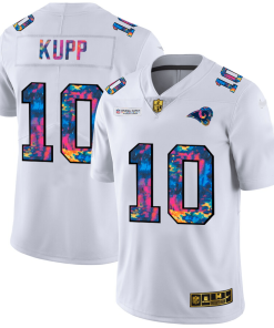Los Angeles Rams #10 Cooper Kupp Men's White Nike Multi-Color 2020 NFL Crucial Catch Limited NFL Jersey