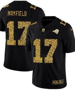 Los Angeles Rams #17 Baker Mayfield Men's Nike Leopard Print Fashion Vapor Limited NFL Jersey Black