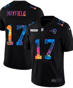 Los Angeles Rams #17 Baker Mayfield Men's Nike Multi-Color Black 2020 NFL Crucial Catch Vapor Untouchable Limited Jersey