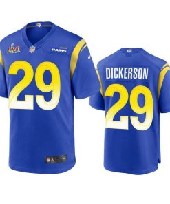 Los Angeles Rams #29 Eric Dickerson Men's Super Bowl LVI Patch Nike Game NFL Jersey - Royal