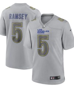 Los Angeles Rams #5 Jalen Ramsey Men's Gray Atmosphere Fashion Game Jersey