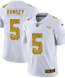 Los Angeles Rams #5 Jalen Ramsey Men's Nike Flocked Leopard Print Vapor Limited NFL Jersey White