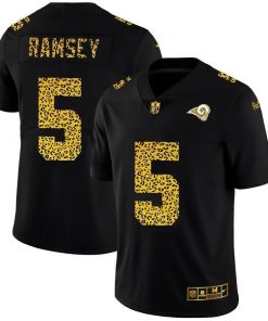 Los Angeles Rams #5 Jalen Ramsey Men's Nike Leopard Print Fashion Vapor Limited NFL Jersey Black