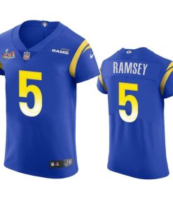 Los Angeles Rams #5 Jalen Ramsey Men's Super Bowl LVI Patch Nike Vapor Elite Player NFL Jersey - Royal