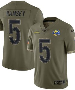Los Angeles Rams #5 Jalen Ramsey Nike Men's 2022 Salute To Service Limited Jersey - Olive