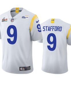 Los Angeles Rams #9 Matthew Stafford Men's Super Bowl LVI Patch Nike 2021 Vapor Limited NFL Jersey - White