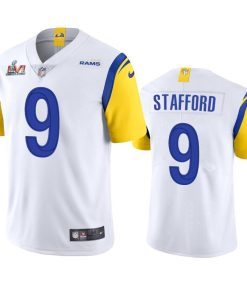 Los Angeles Rams #9 Matthew Stafford Men's Super Bowl LVI Patch Nike Alternate Vapor Limited NFL Jersey - White