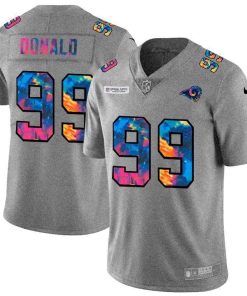 Los Angeles Rams #99 Aaron Donald Men's Nike Multi-Color 2020 NFL Crucial Catch NFL Jersey Greyheather