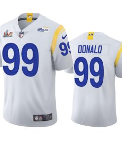 Los Angeles Rams #99 Aaron Donald Men's Super Bowl LVI Patch Nike 2021 Vapor Limited NFL Jersey - White