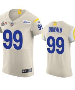Los Angeles Rams #99 Aaron Donald Men's Super Bowl LVI Patch Nike Vapor Elite Player NFL Jersey - Bone