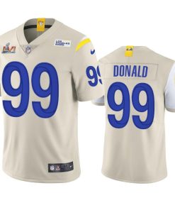 Los Angeles Rams #99 Aaron Donald Men's Super Bowl LVI Patch Nike Vapor Limited NFL Jersey - Bone