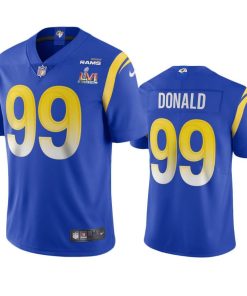 Los Angeles Rams #99 Aaron Donald Men's Super Bowl LVI Patch Nike Vapor Limited NFL Jersey - Royal