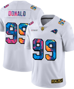 Los Angeles Rams #99 Aaron Donald Men's White Nike Multi-Color 2020 NFL Crucial Catch Limited NFL Jersey