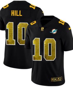 Miami Dolphins #10 Tyreek Hill Men's Black Nike Golden Sequin Vapor Limited NFL Jersey