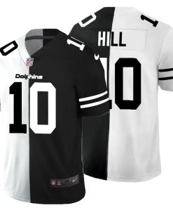 Miami Dolphins #10 Tyreek Hill Men's Black V White Peace Split Nike Vapor Untouchable Limited NFL Jersey