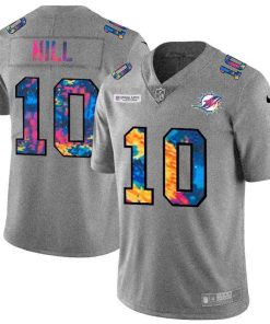 Miami Dolphins #10 Tyreek Hill Men's Nike Multi-Color 2020 NFL Crucial Catch NFL Jersey Greyheather